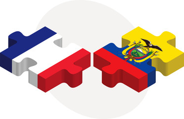 French and Ecuador Flags in puzzle