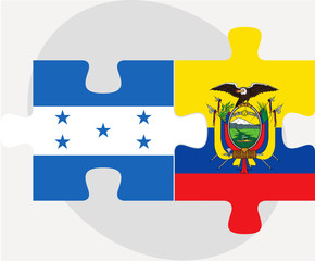 Honduras and Ecuador Flags in puzzle