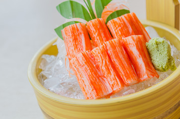 Stick crab sashimi