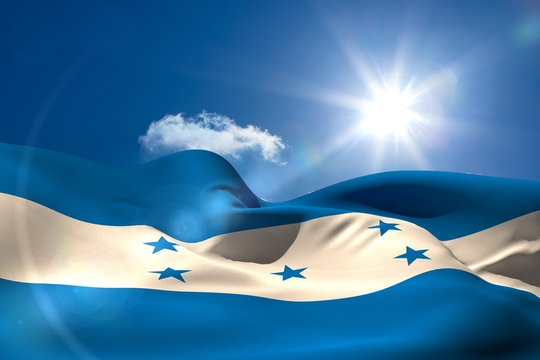 Honduran national flag under sunny sky