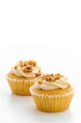 Nuts cupcake isolated on white background