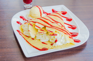 Strawberry crepe dessert
