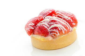 Strawberry tart isolated on white