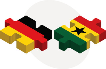 German and Ghanaian Flags in puzzle isolated on white background
