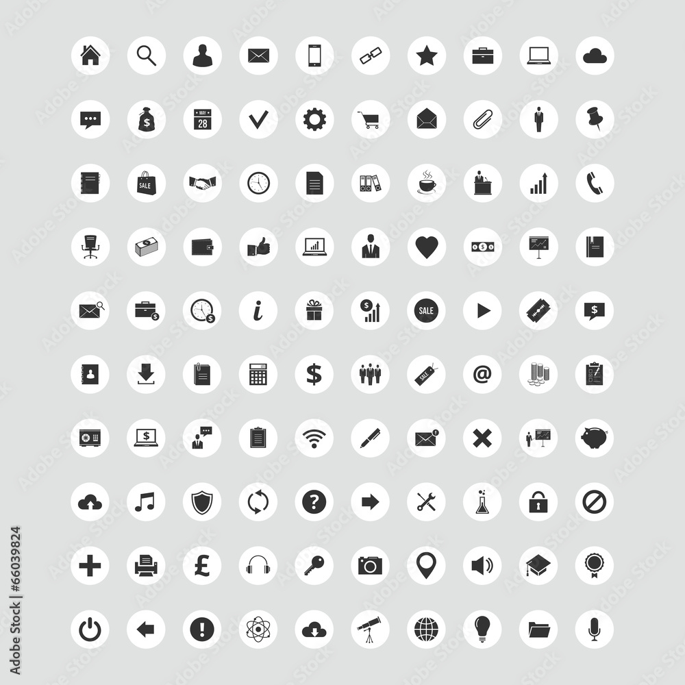 Poster 100 universal vector icons for web and mobile