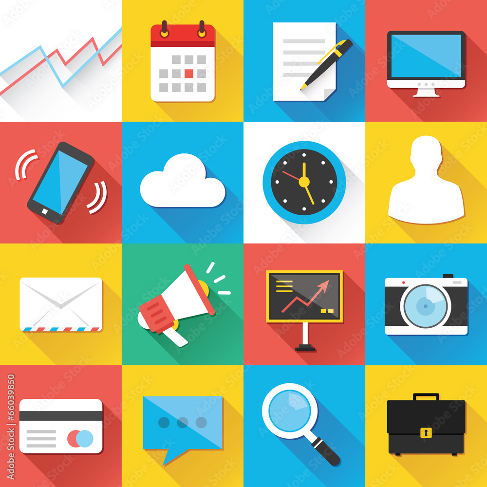 Poster modern flat icons for web and mobile applications set 1