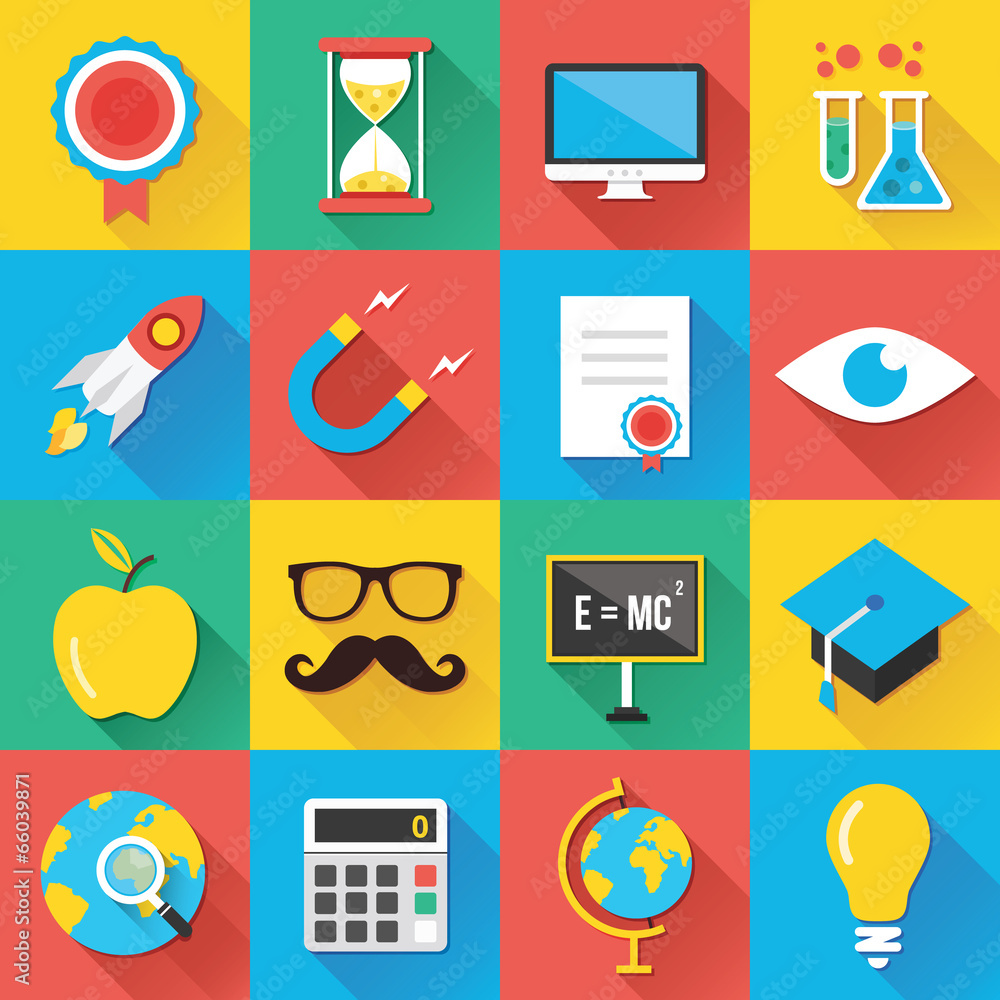 Poster modern flat icons for web and mobile applications set 2