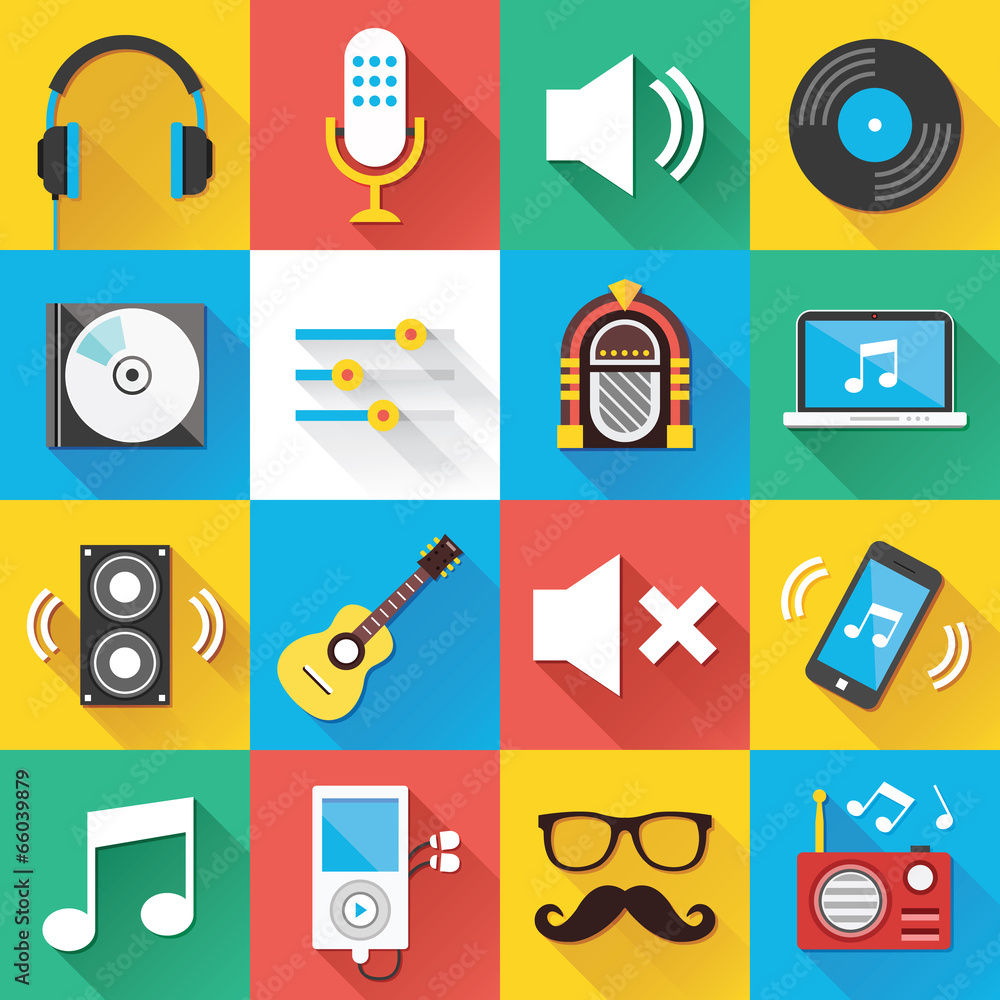 Poster modern flat icons for web and mobile applications set 4