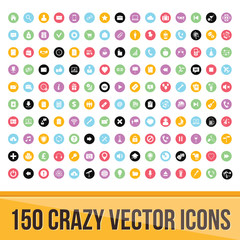 Set of 150 Colorful Icons for Mobile and Web