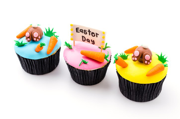 Easter cupcakes isolated white background