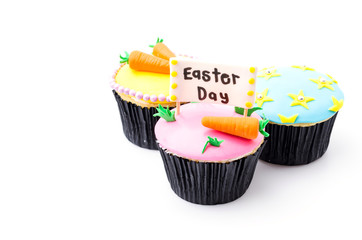 Easter cupcakes isolated white background