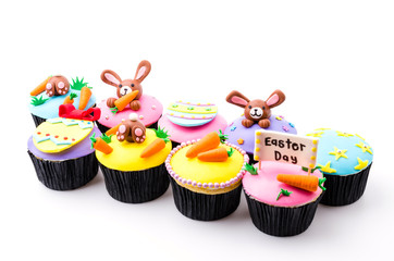Easter cupcakes isolated white background