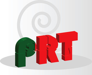 Portuguese Flag in puzzle isolated on white background