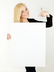 Fototapeta premium Woman with message board