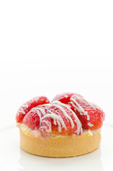 Strawberry tart isolated on white