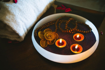 spa still life with candles