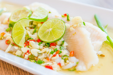 Steamed basa fish