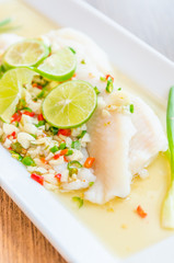 Steamed basa fish