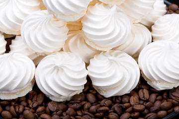French vanilla meringue cookies and  coffee beans