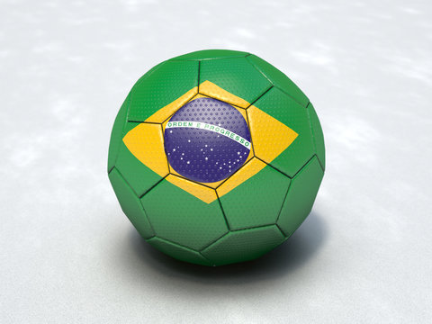 3D football with Brazilian national flag (light)