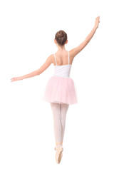 school age girl ballet , isolated on white