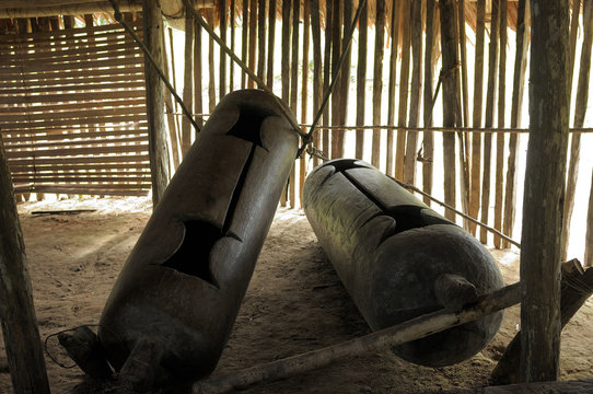Native American drums in Peruvian Amazonas