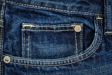 Dark blue jeans fabric with pocket