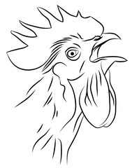 Sketch of a Crowing Rooster - 66045085