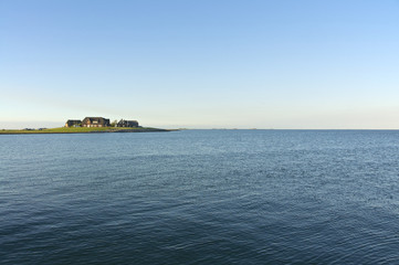 The Hallig Langeness in the wadden Sea in North Frisia