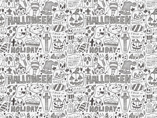 seamless doodle halloween holiday background