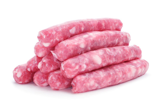 uncooked pork meat sausages
