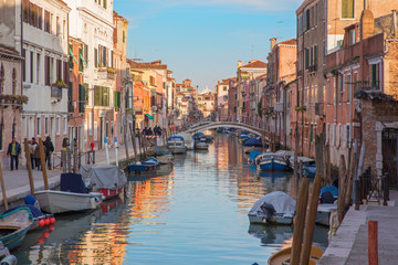 Fototapeta na wymiar Venice - Fondamenta dei Riformati street and canal.
