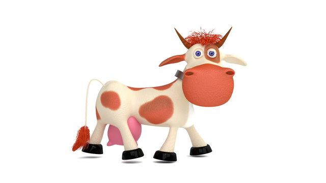 3d cow on a pasture.