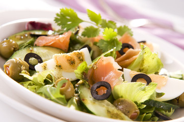 Salad with salmon and eggs