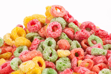Colorful fruit cereal closeup