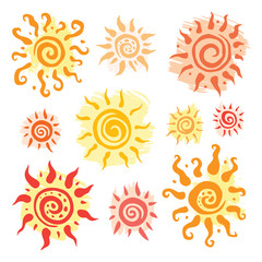 Sun set.  Vector hand drawn illustration.