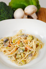 Serving of Pasta with Fresh Vegetables