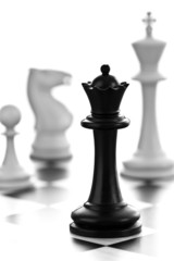 Black queen and white chessmen