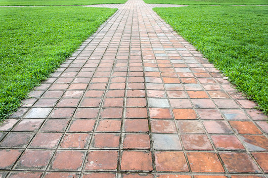 Clay Tiles Walkway and grass