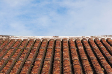 old style roof tile and blue sky