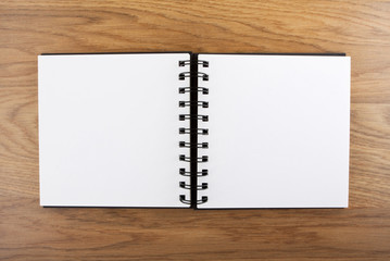 Open notebook with white page