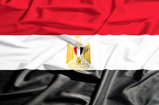 Egypt  flag on a silk drape waving