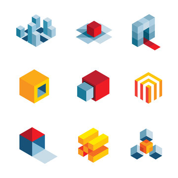 3D startup idea creative virtual company element logo icons