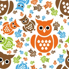Fotobehang owl seamless pattern © glorcza