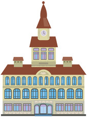 Town Hall building isolated on white background