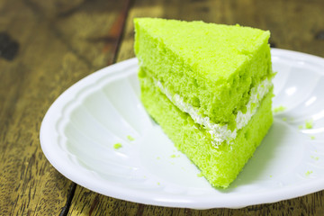 Piece of pandan cake