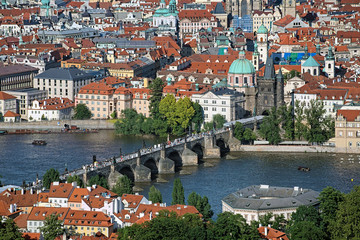 Fototapeta na wymiar View of the Charles Bridge and Prague Old Town, Czech Republic