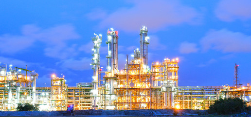 Fototapeta premium Night scene of refining plant ,Processed using HDR
