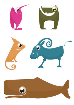 Cartoon funny animals set for design 9