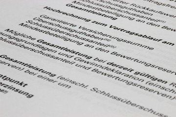 Informationsschreiben einer Lebensversicherung